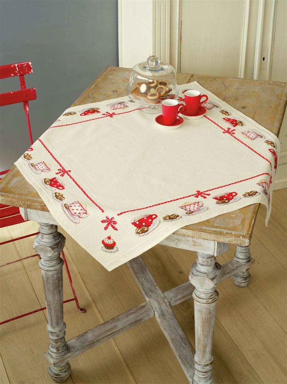 Vervaco Zählmusterpackung-Stickpackung im gezählten Kreuzstich, Coffee Break, 80 x 80cm