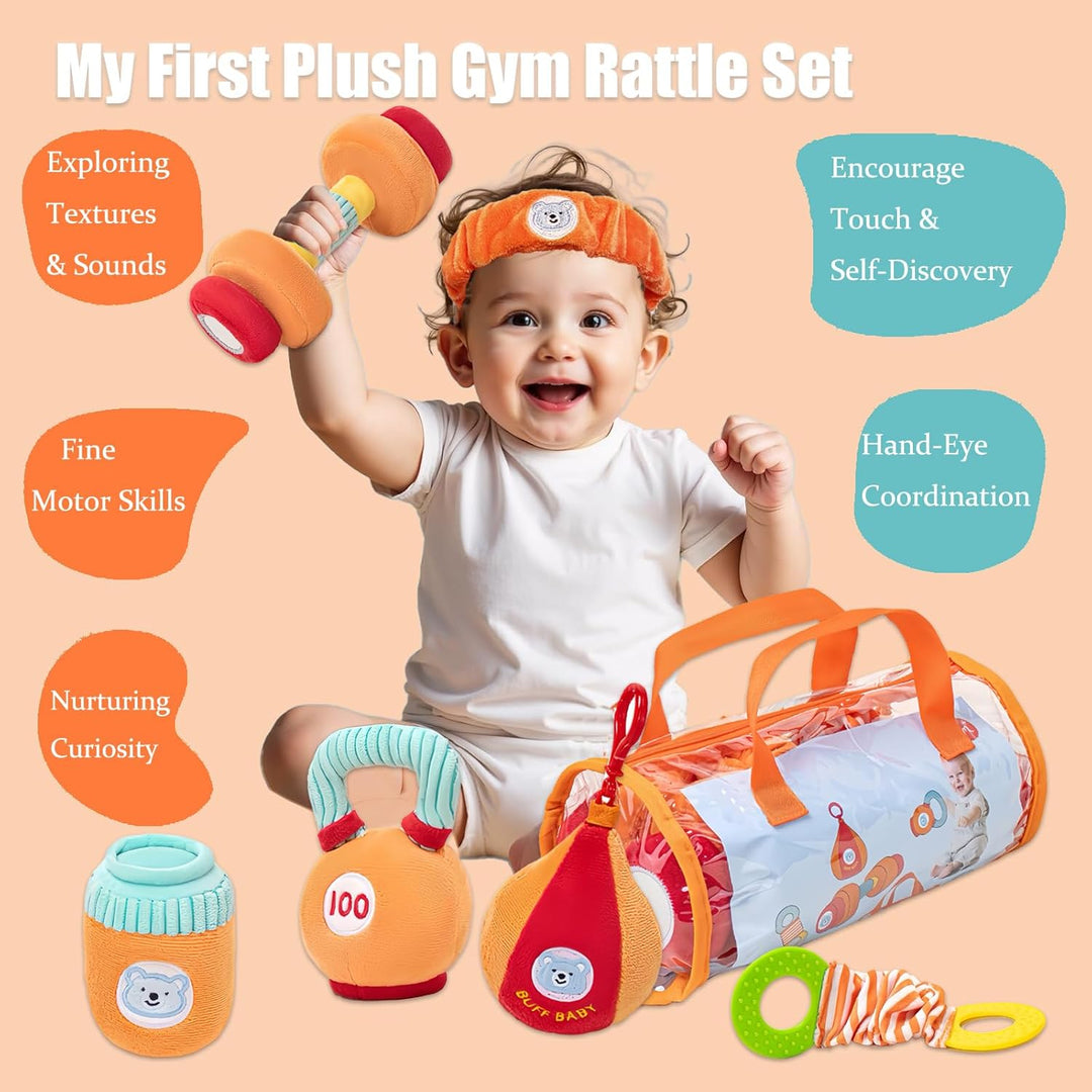 Gdbykds Rattle Gym Plüsch 6 Stück Set 0-12 Monate Babyspielzeug - Fitness Themen Sensorische Rattle