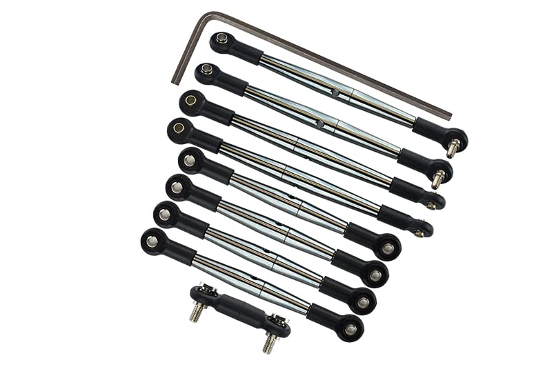 GPM for Traxxas 1/16 Mini E-Revo, Mini Summit Aluminum Completed Tie Rod - 9Pcs Gray Silver