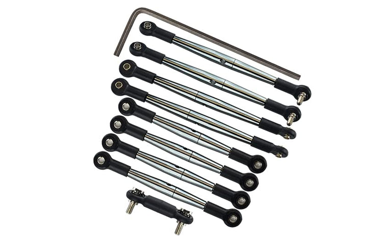 GPM for Traxxas 1/16 Mini E-Revo, Mini Summit Aluminum Completed Tie Rod - 9Pcs Gray Silver