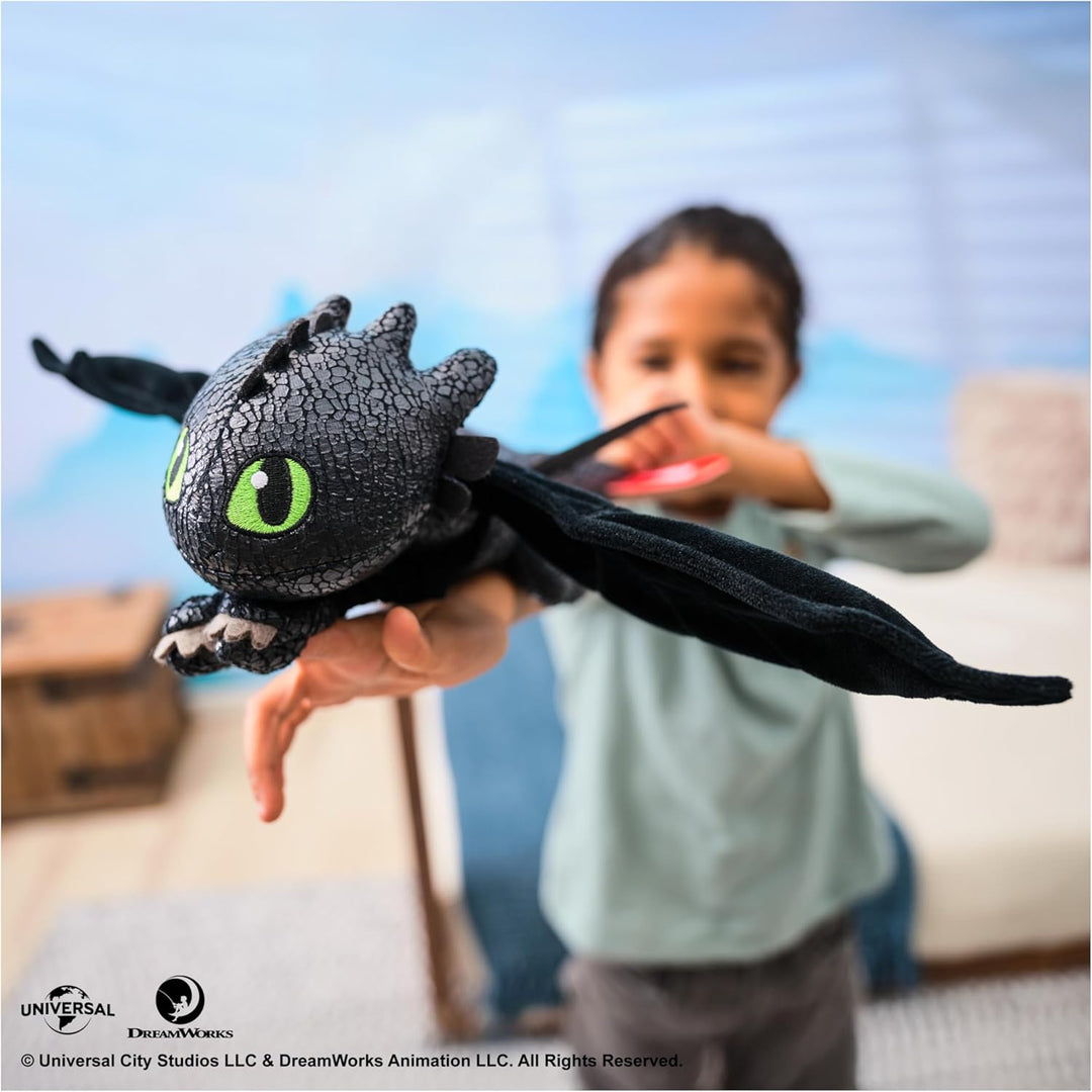 Dreamworks Dragons – Plüschtier-Drache Ohnezahn mit Griff- und Gleitfunktion, 30 cm lang, Spielzeug