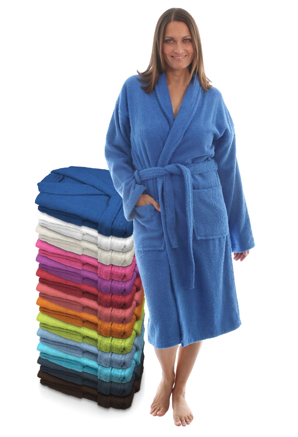 LEBENGOOD Bademantel für Damen, Herren, Unisex, Frottee 100% Baumwolle, Weicher Morgenmantel Dusche,