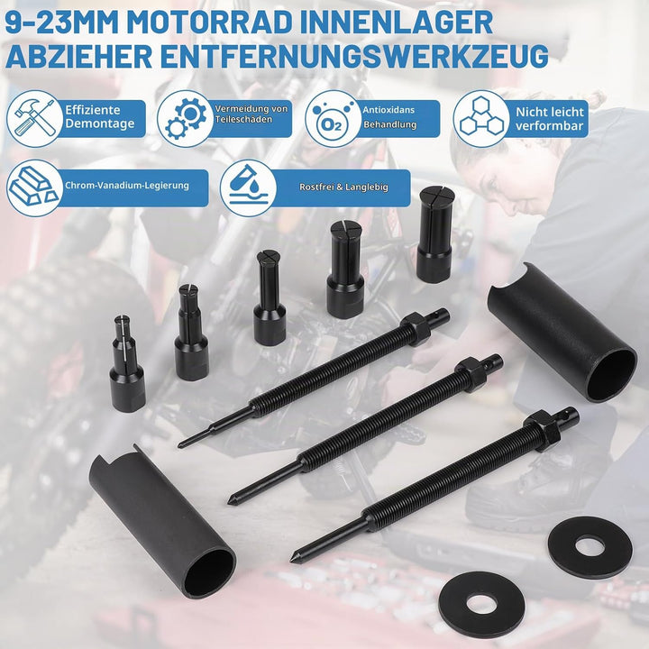 Lagerabzieher Innen, 9-23mm Innenlager Abzieher Set, Motorrad Innenabzieher Lager mit 5 Grössen Offe