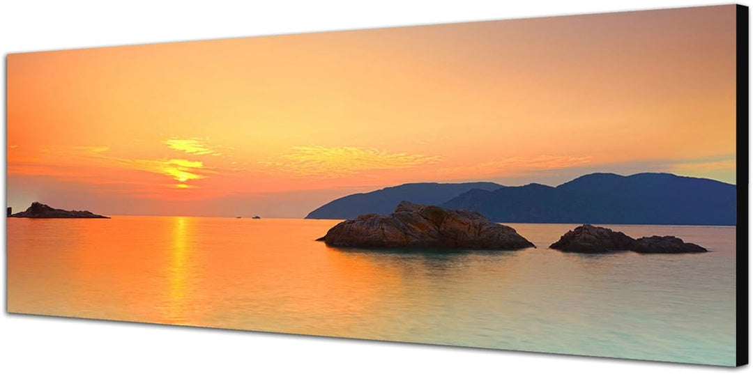 Paul Sinus Art Panoramabild auf Leinwand und Keilrahmen 120x40cm Vietnam Meer Sonnenaufgang