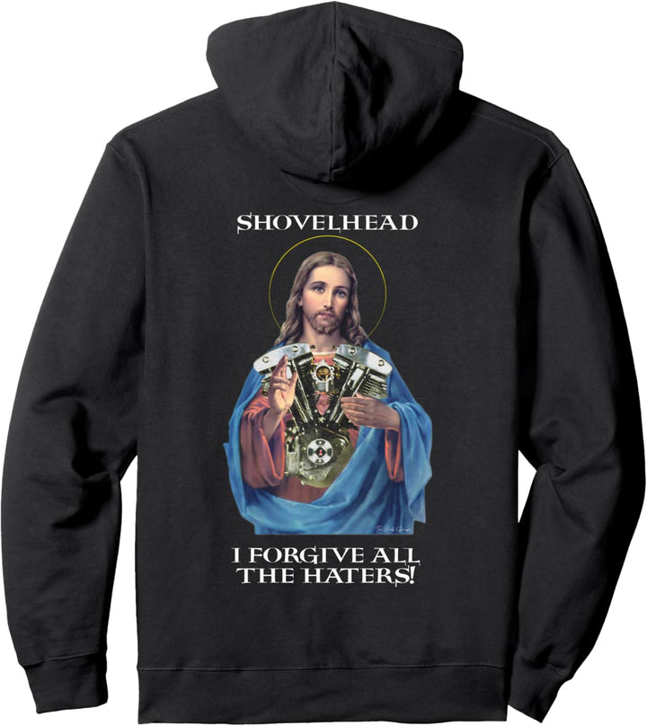 Retro Jesus Schaufelkopf I Forgive all the haters Biker Gear Pullover Hoodie