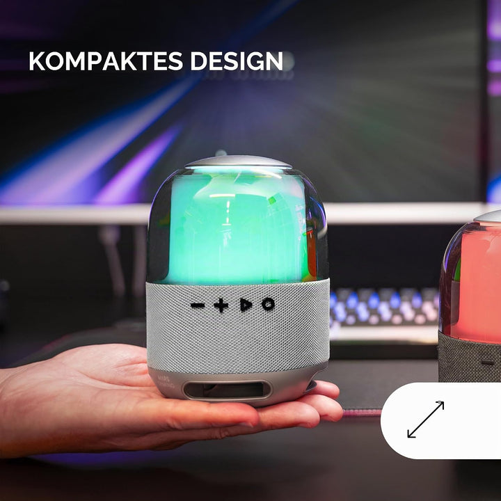 Mars Gaming MS-Flow, Tragbarer 15W Bluetooth-Lautsprecher, Leistungsstarker Klang mit DeepBass 57mm