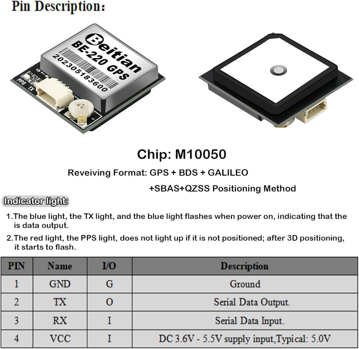 Geekstory BE-220 GPS Module with Flash Navigation TTL Level 38400bps for Arduino Raspberry Pi Aircra