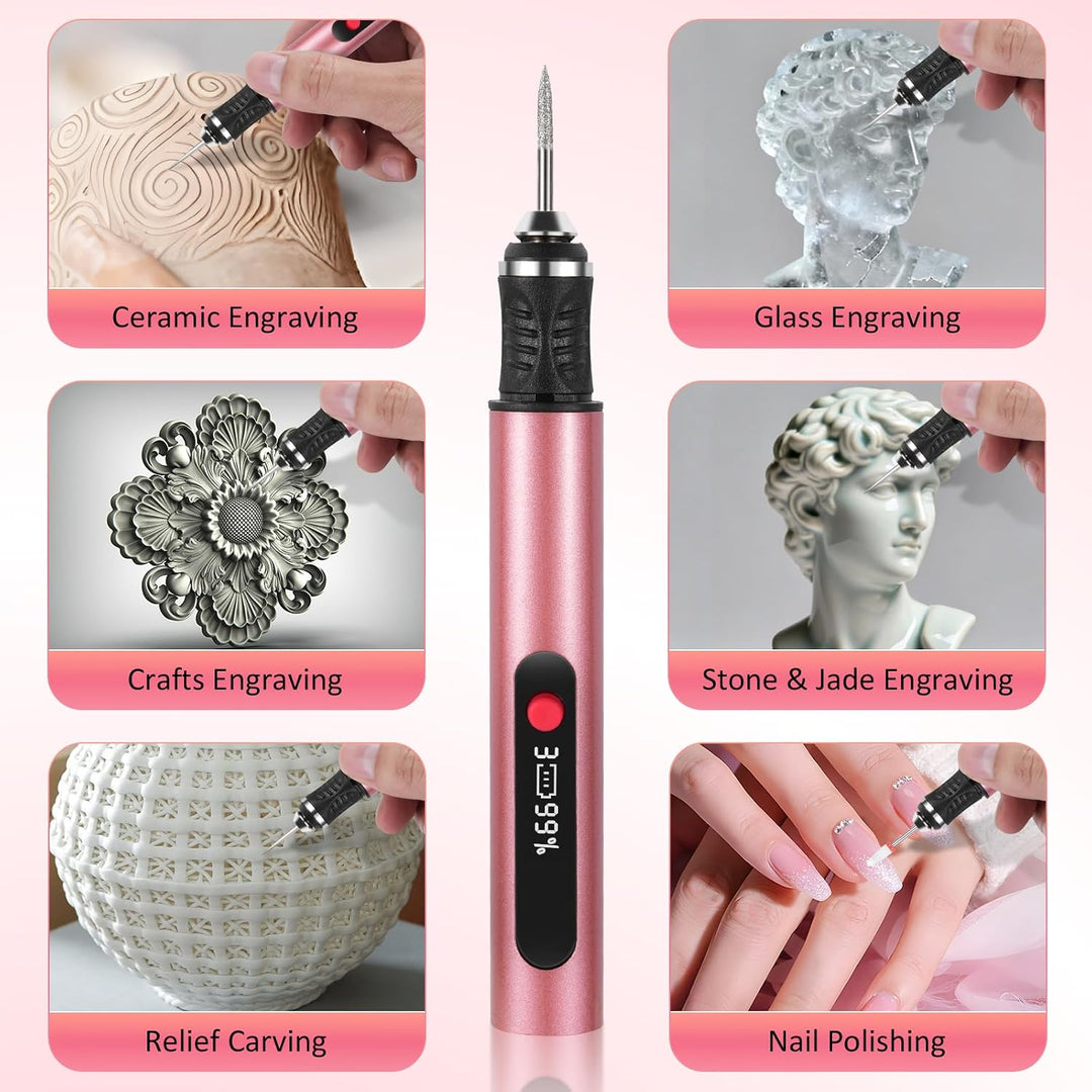 Customizer Gravierstift Set kabellos, wiederaufladbarer Customizer Engraving Pen mit 3 Geschwindigke