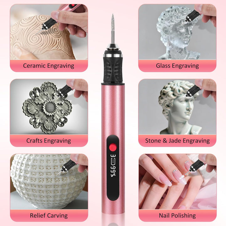 Customizer Gravierstift Set kabellos, wiederaufladbarer Customizer Engraving Pen mit 3 Geschwindigke