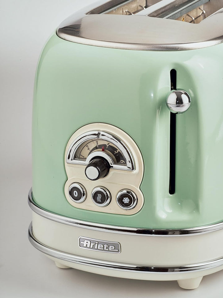 Ariete 2877 Vintage Wasserkocher, 2000 Watt, 1,7 Liter, beige/grün, Rostfreier Stahl, 1.7 liters & 1