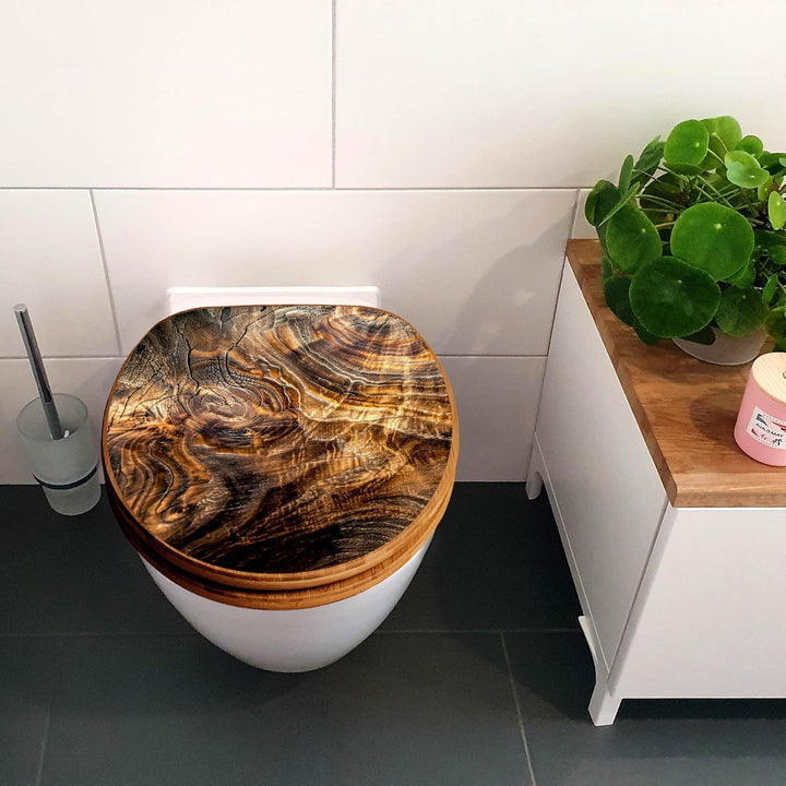 banjado Design WC Sitz Bambus Absenkautomatik 45,8x37,5cm - Toilettendeckel mit Absenkautomatik Holz
