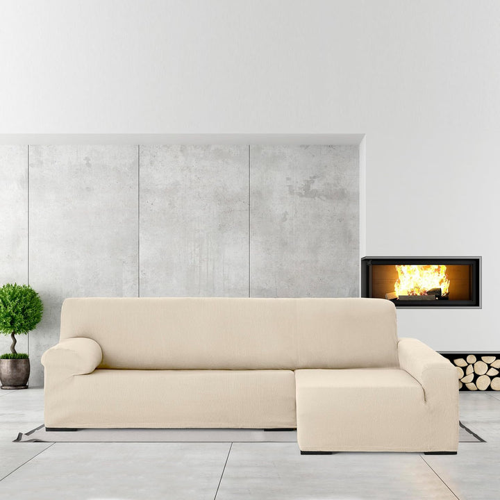 Eysa elastisch sofa überwurf chaise longue rechts, frontalsicht, Polyester-Baumwolle, 00-ecru, 250-3