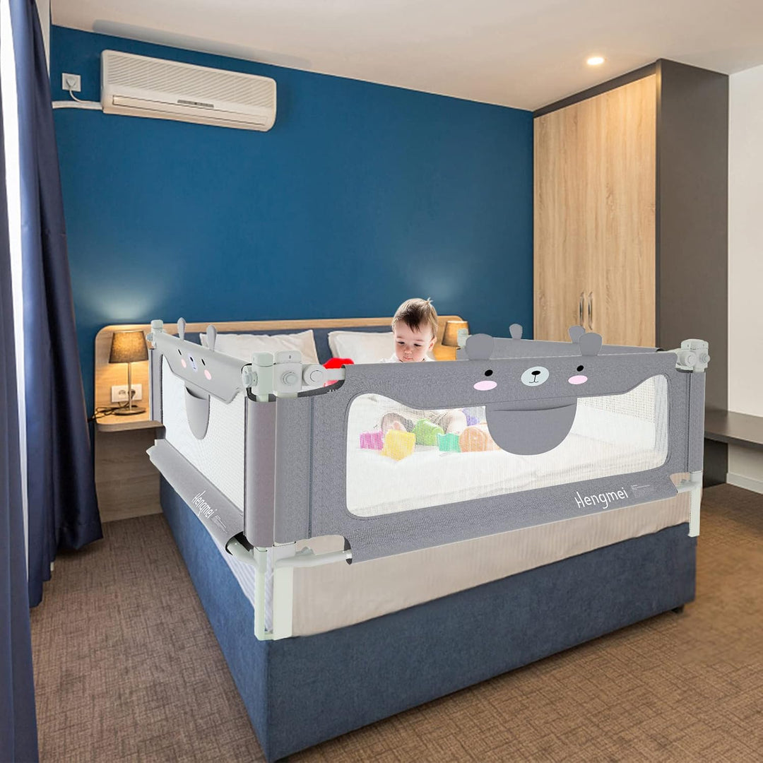 HENGMEI Bettgitter Bettschutzgitter Kinderbettgitter 150cm Babybettgitter Rausfallschutz höhenverste