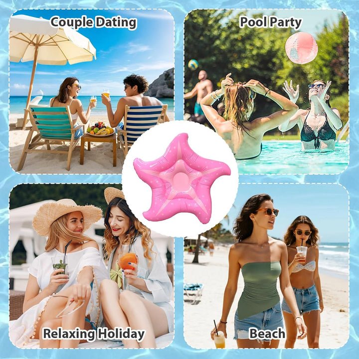 Luftmatratze Pool Seestern 150cm, Rosa Sternförmige Schwimmliege, Erwachsene Luftmatratze Wasser, Au