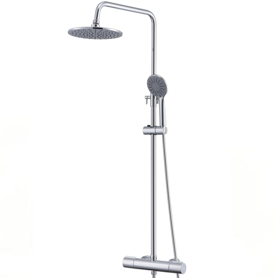 Duschsystem mit Thermostat, Auralum Regendusche mit Armatur aus Edelstahl Höhenverstellbar 92-122cm,