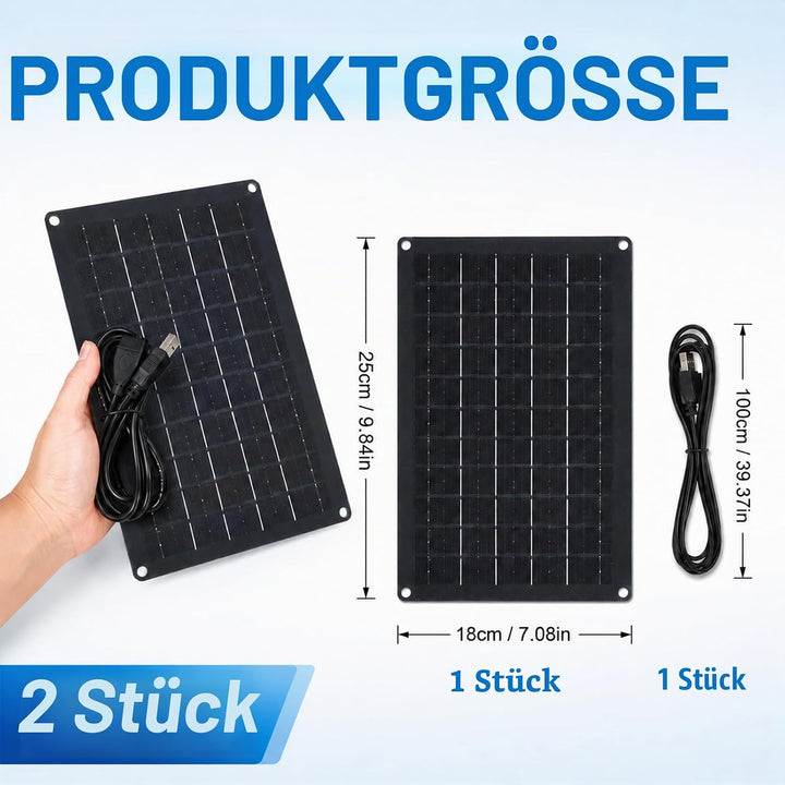 Solar USB Ladegerät 10W 5V, Tragbares Solarpanel mit USB-Anschluss, wasserdichtes Solarladegerät für