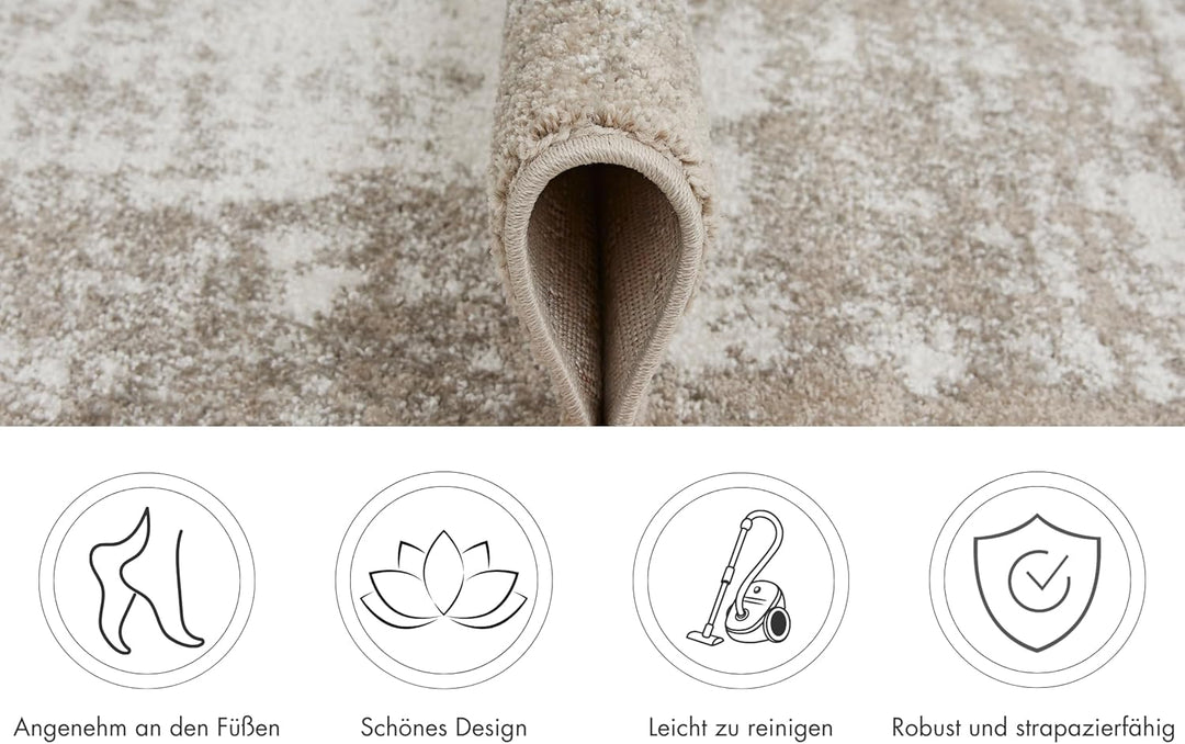 andiamo Webteppich moderner stilvoller Kurzflor Teppich robust und pflegeleicht aus 100% Polypropyle