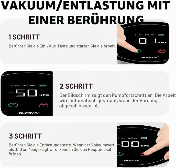 BLESYS Smarter Kaffee Vakuumbehälter Luftdichter, Automatischer Lebensmittelbehälter aus Edelstahl m