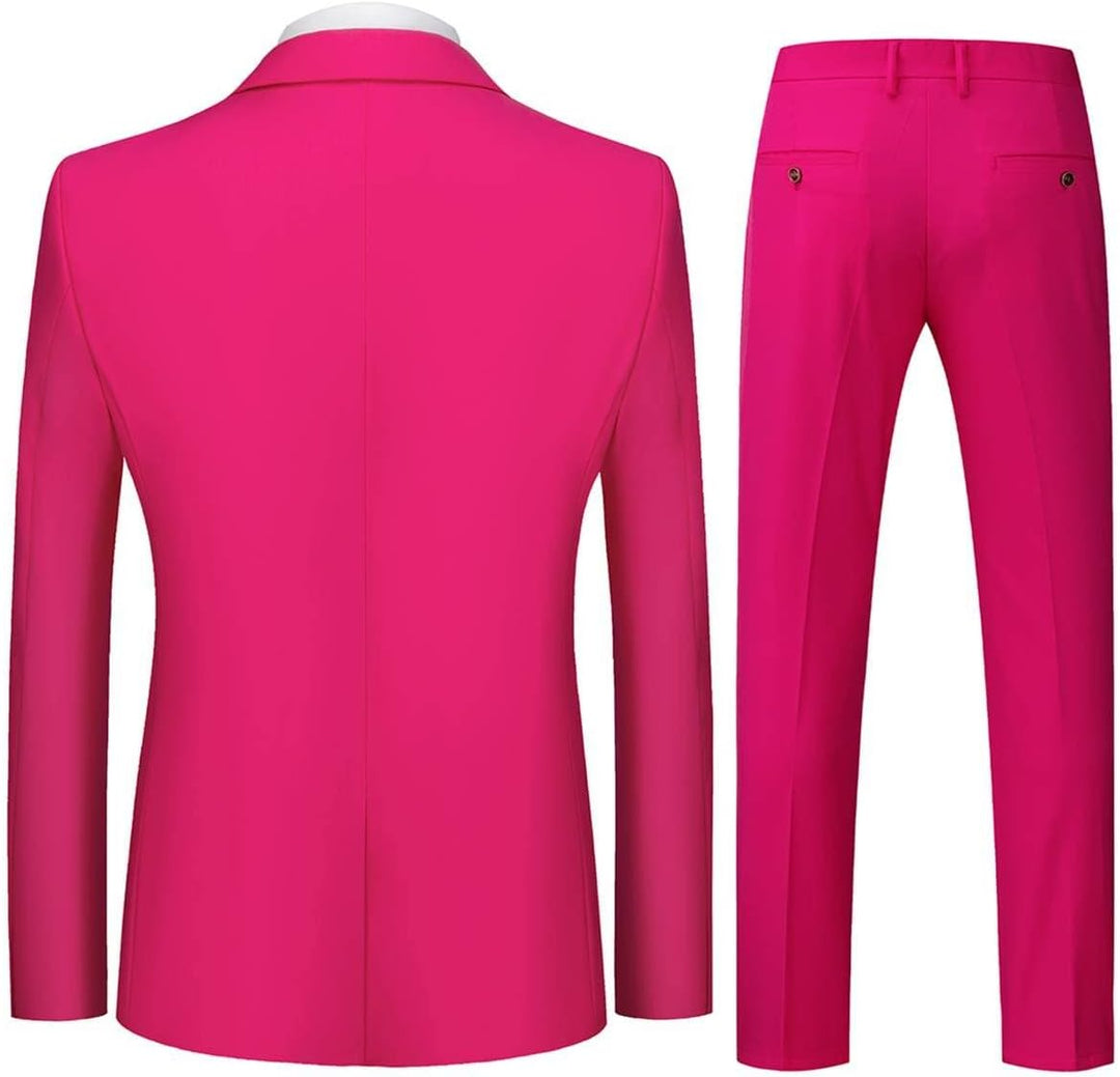 Allthemen Herren Anzug 3-teilig Slim Fit Einreihig Zwei Knöpfe Hochzeit Smoking Anzug Blazer Weste H