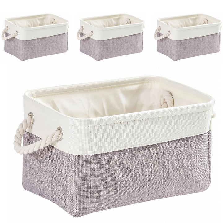 Grosse Aufbewahrungsbox 4er Set, Canvas Stoff Aufbewahrungskörbe mit Griffen für Schränke, Kleidersc