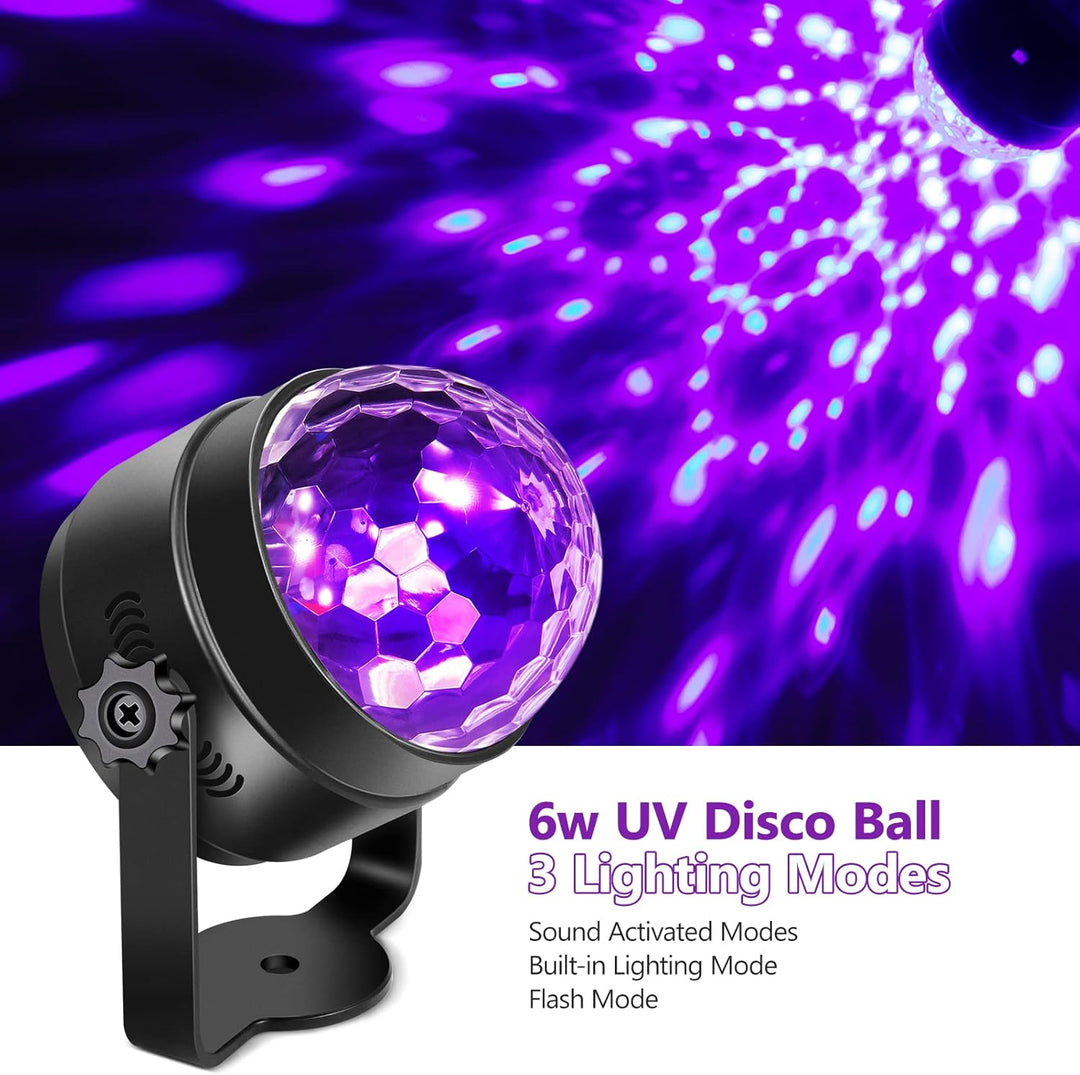 Litake UV Schwarzlicht Discokugel, 2 Stück LED Bühnenbeleuchtung 6W 7 Beleuchtung Modi Fernbedienung