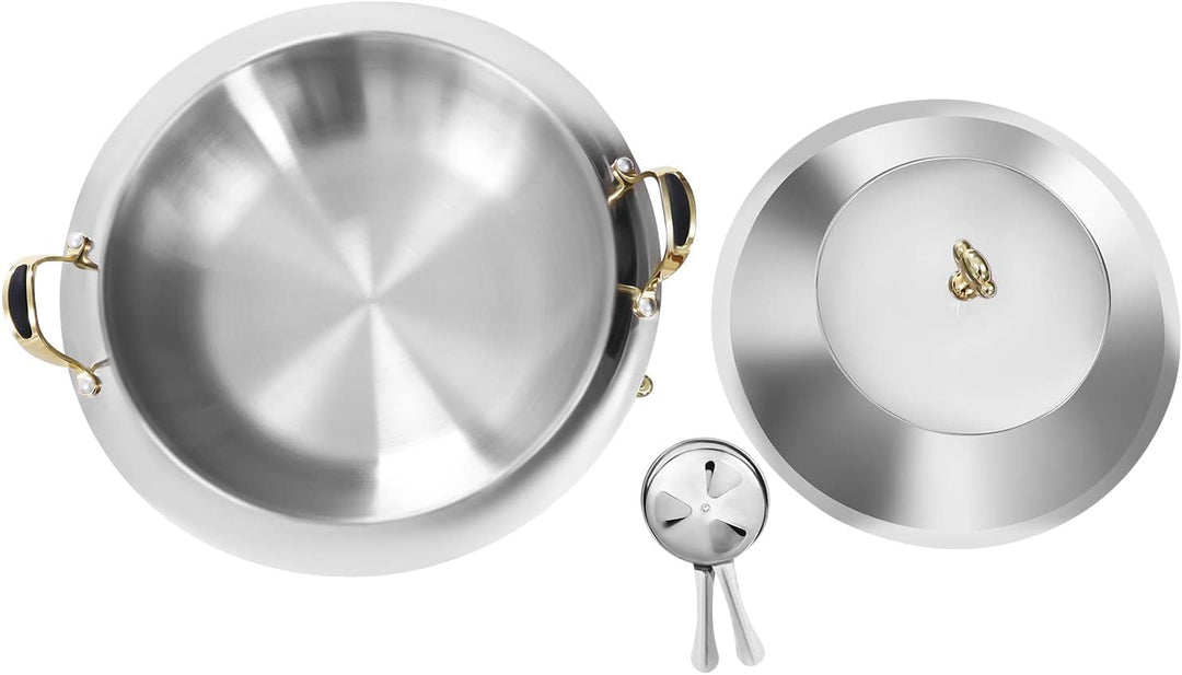 3L Rund Chafing Dish Set, Warmhaltebehälter Edelstahl Speisenwärmer mit Deckel und Tragegriffe, Vers