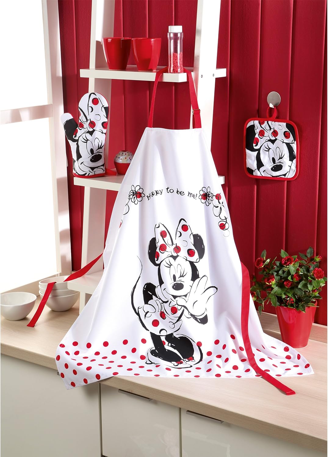 Tex idea Das Geschenk für Walt Disney Minnie Mouse Fan: Kochschürzenset mit Minnie Maus Mini Miny Sc