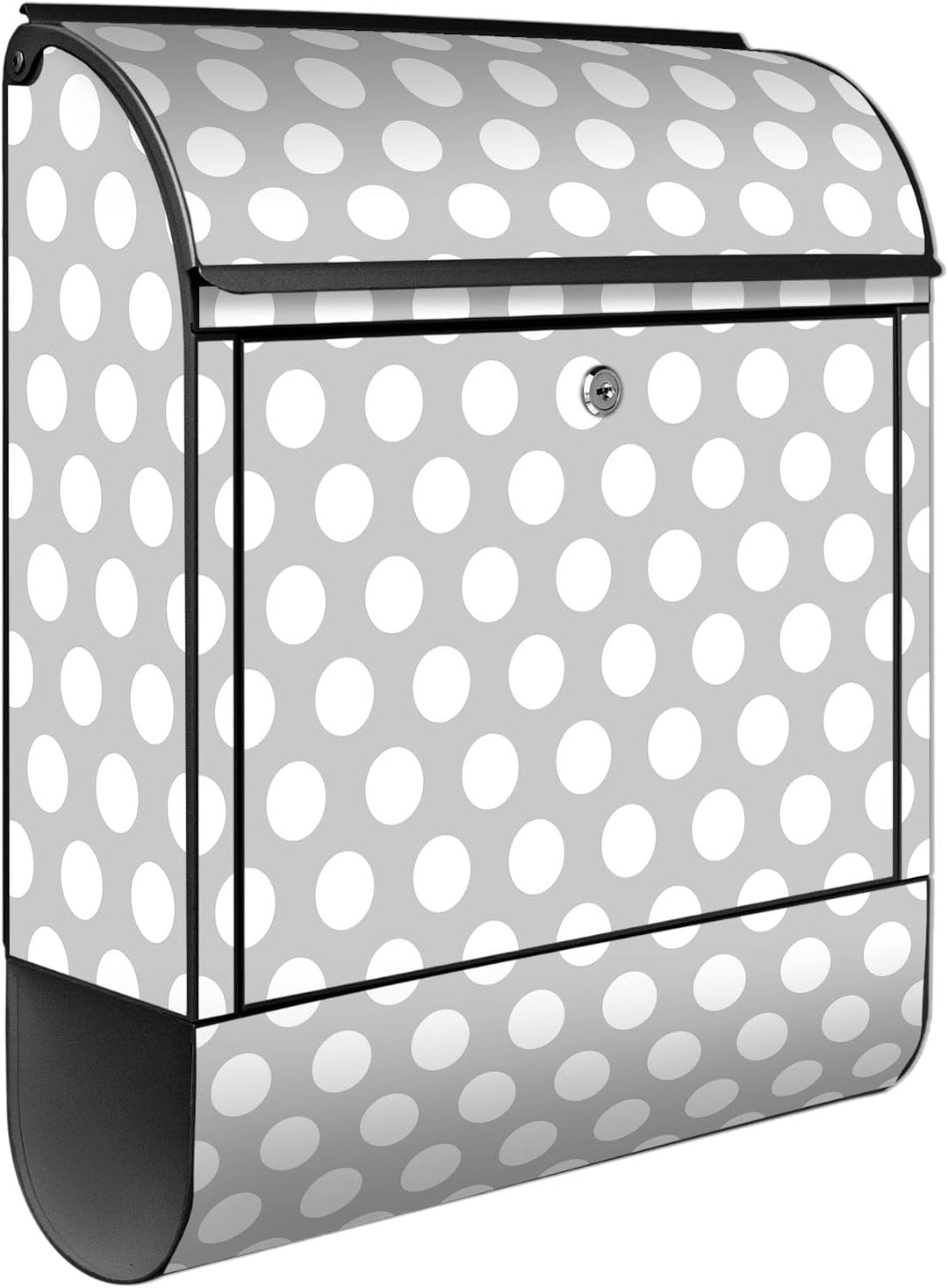 banjado® Design Briefkasten mit Motiv Punkte Grau 39x47x14cm &amp; 2 Schlüssel - Briefkasten Stahl schwa