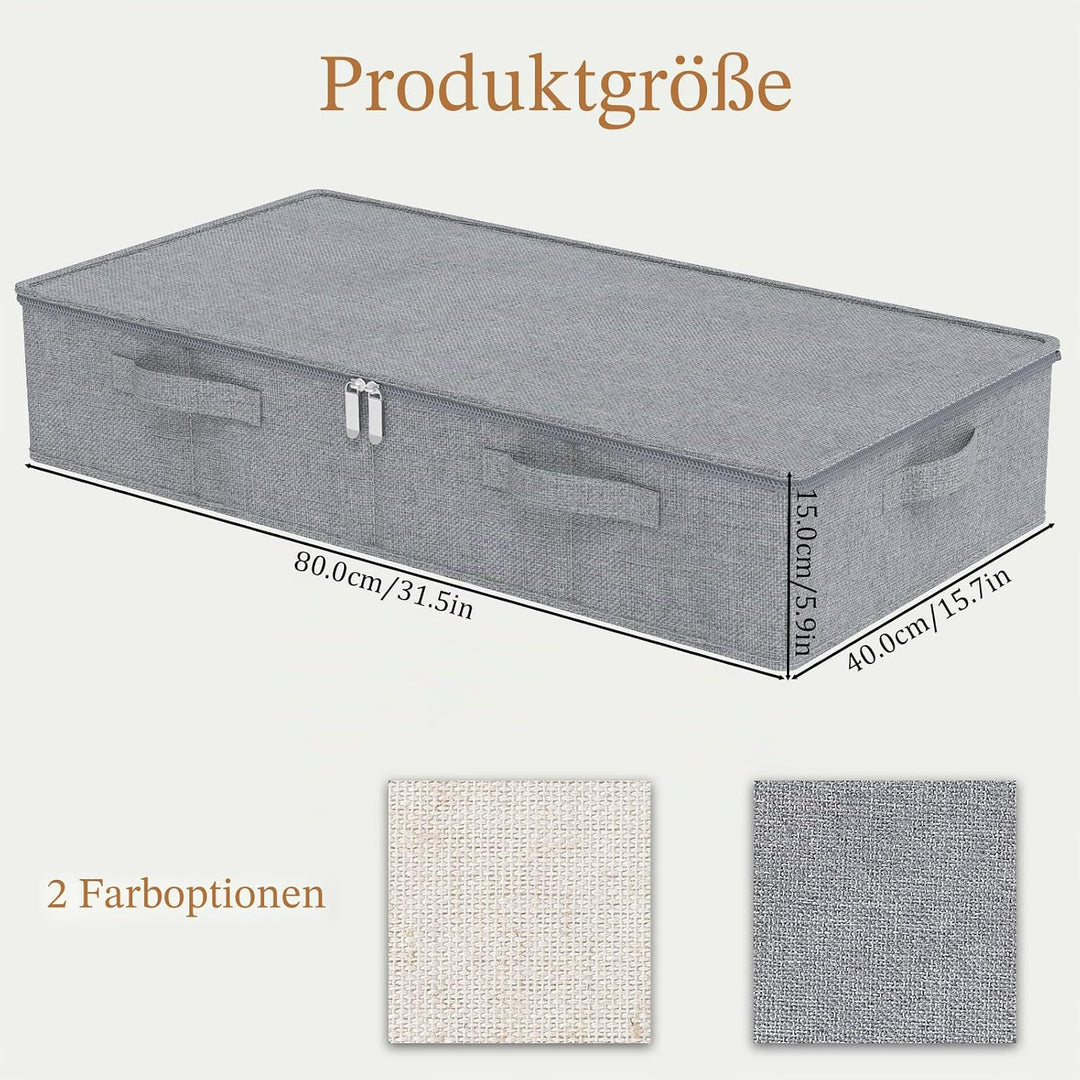 Unterbett Aufbewahrungsboxen, Klappbox mit Griffen, Unterbettbox kleideraufbewahrung mit Reissversch