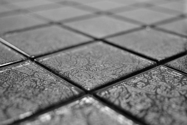 Mosaik Fliese Transluzent Glasmosaik Crystal schwarz Struktur 10 Mosaikmatten
