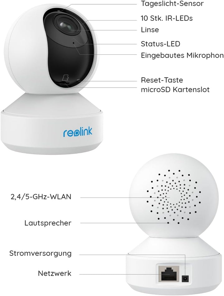 Reolink 5MP PTZ Überwachungskamera WLAN Kamera Innen, 355°/50° Schwenkbare WiFi IP Kamera Indoor mit
