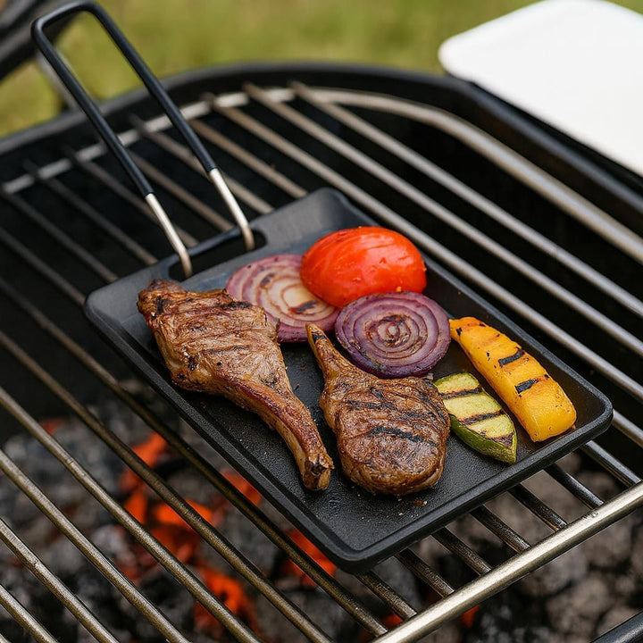 Mini-Grillplatte, Eisen, Tragbar, Kompakt, Leicht zu Reinigen, BBQ-Grillpfanne für Camping zu Hause