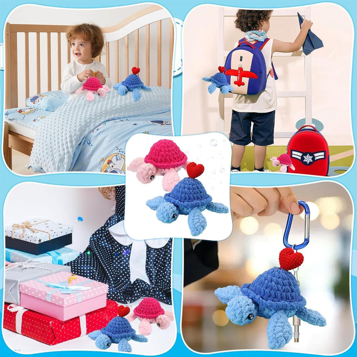 FYSL Häkelset Schildkröte mit Herz, Komplettes DIY Häkeln für Anfänger, Video-Tutorial einbeziehen,