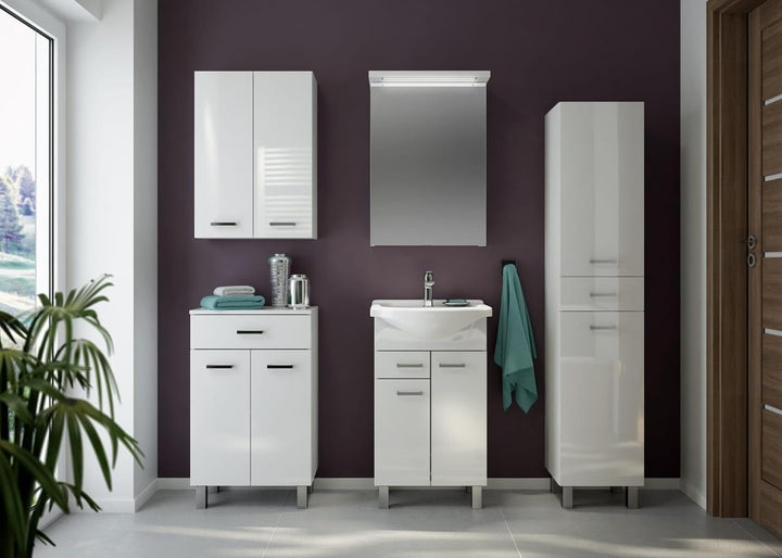 Deftrans Domodomo Badezimmer Wandschrank weiss glänzend MEA 71 x 50 cm, Badezimmer Hängeschrank, Sch