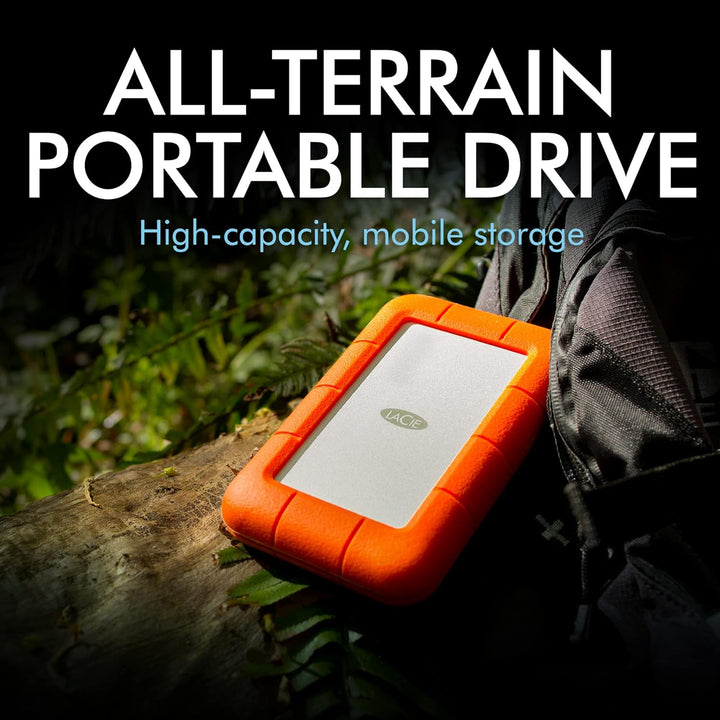 LaCie Rugged 4TB tragbare externe Festplatte, 2.5 Zoll, PC & Mac, inkl. USB-C w/o USB-A Kabel, inkl.