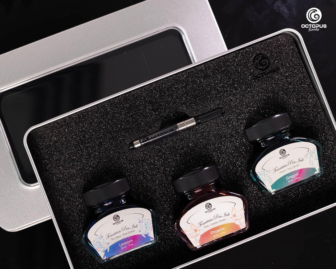 3 x 30 ml Füllhaltertinte Sheen mit Konverter, Set LEGEND, LEGEND