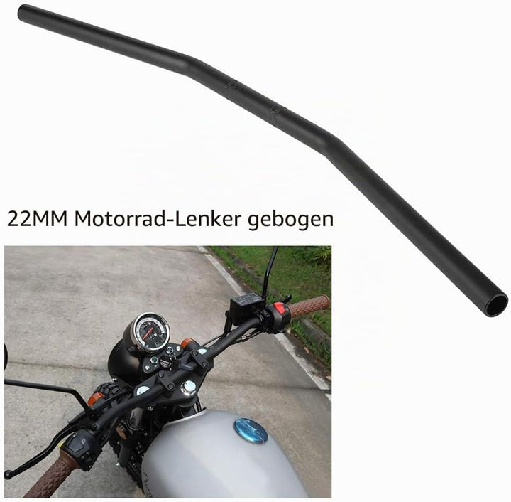 Taper Lenker Standard 7/8 Zoll 22MM Motorrad Retro Bend Lenker Lenker Schwarz Silber(Schwarz), Schwa