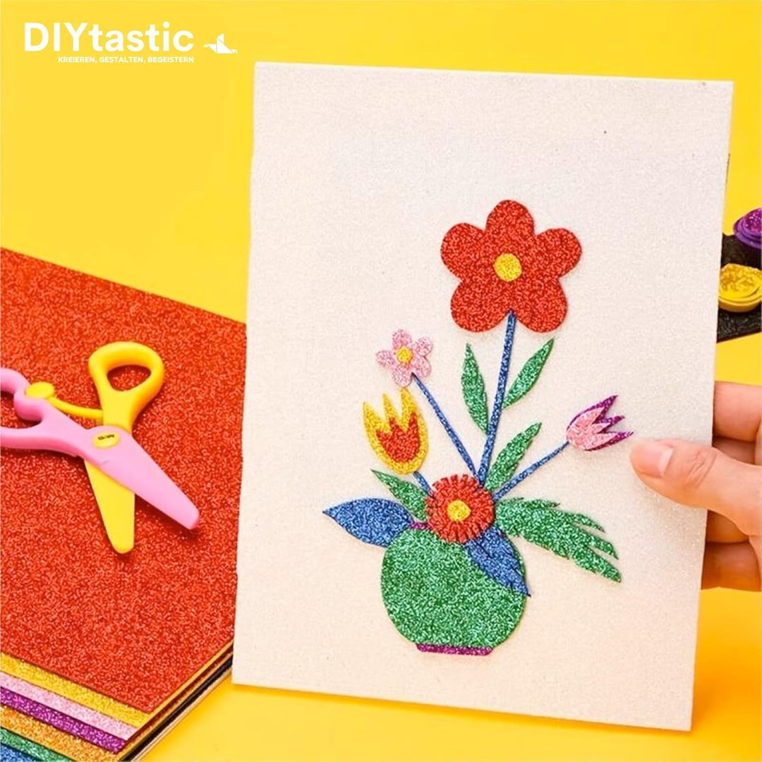 Bastelfreund® 250x Blatt - Glitzerpapier Glitterpapier 250 g/m² - A4 Kopierpapier Druckerpapier bunt