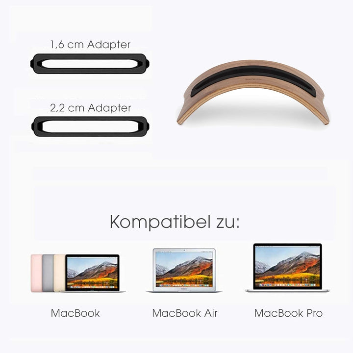 TERRATEC Holz zwei, MacBook Ständer/Dock aus Echtholz, Für MacBook Pro und MacBook Air, Holz Zwei