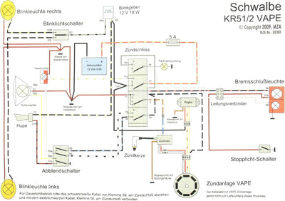 Kabelbaumsatz Set - Schwalbe KR51/2, 12V-VAPE, inkl. Schaltplan