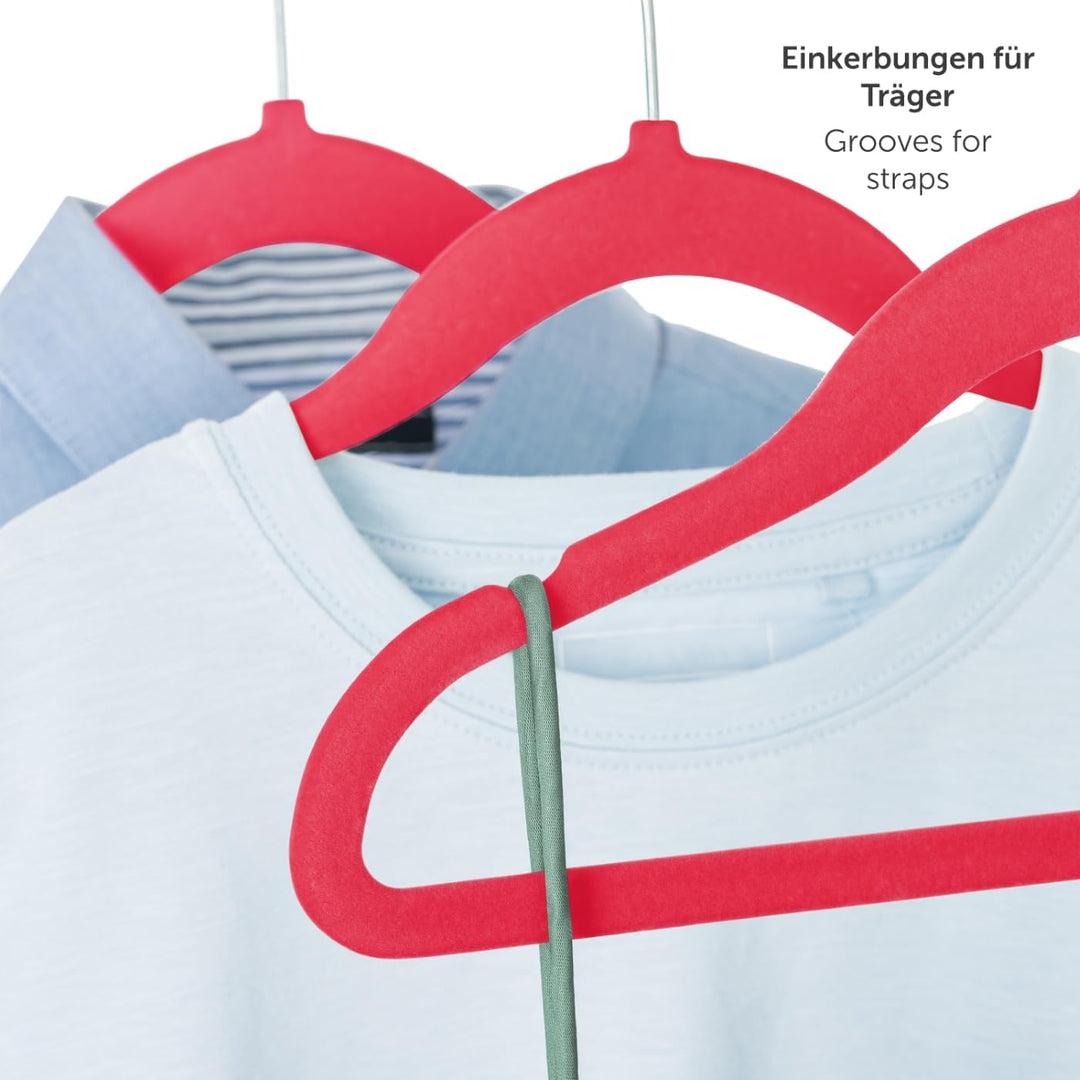 Laleni Kinderkleiderbügel 50 Stück mit Samtbezug - platzsparende Kleiderbügel Kinder - 360° drehbare