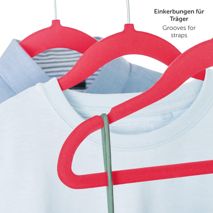 Laleni Kinderkleiderbügel 50 Stück mit Samtbezug - platzsparende Kleiderbügel Kinder - 360° drehbare
