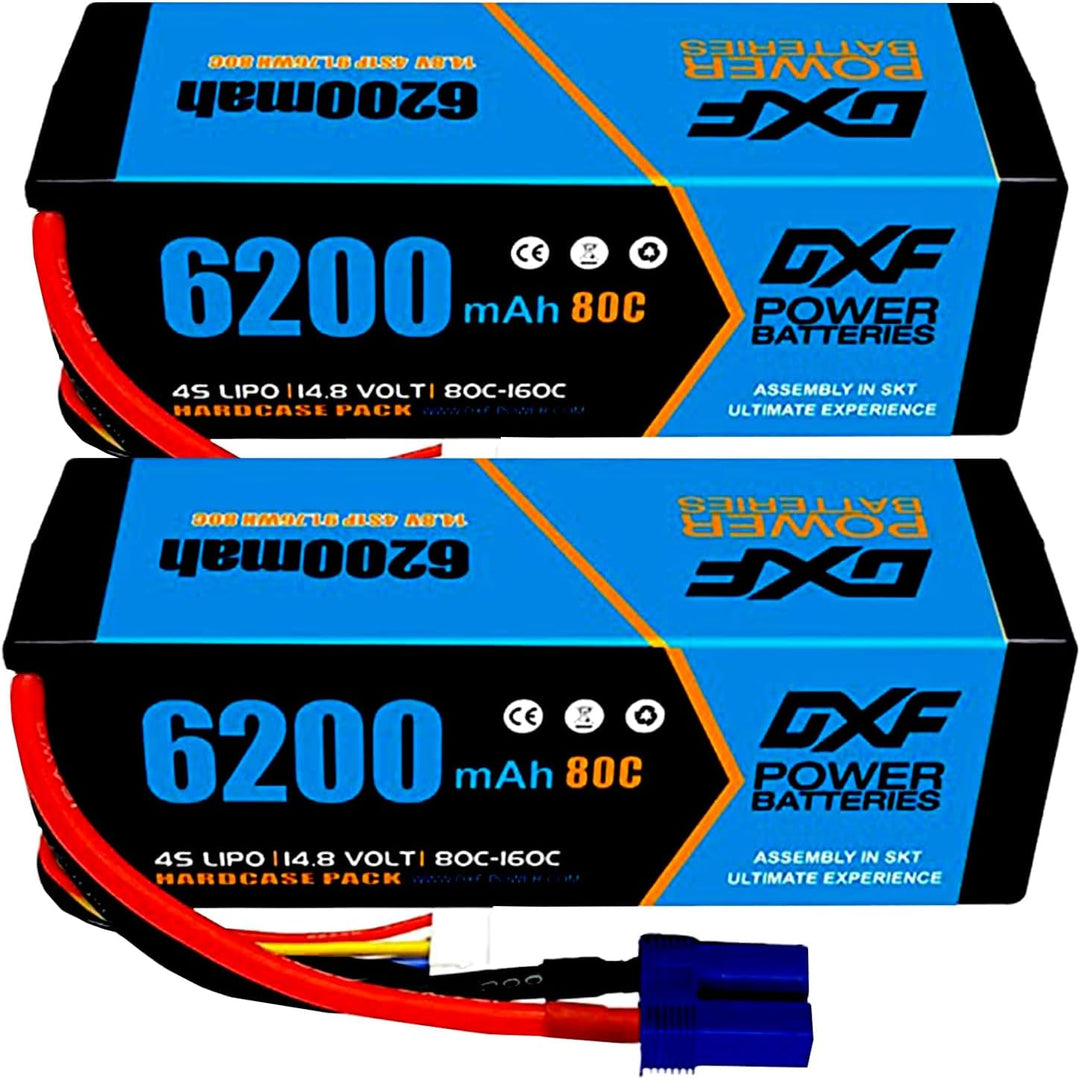 DXF 4S LiPo EC5 Akku 14,8V 80C 6200mAh Hardcase Batterie mit EC5 Steck für RC Auto, RC Flugzeug, RC