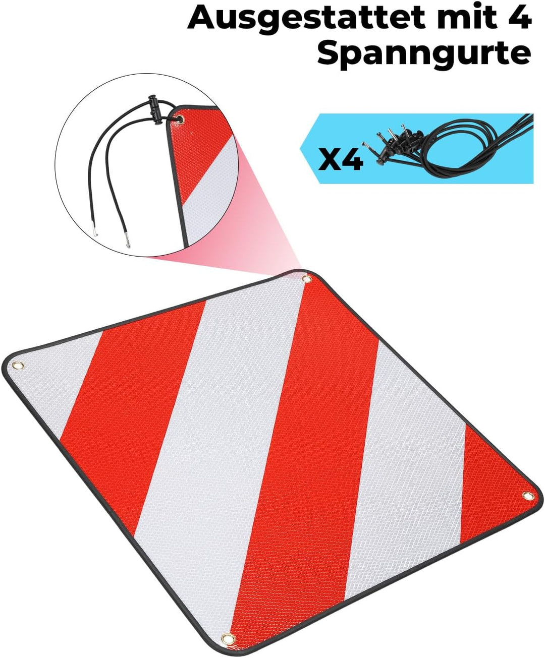 KEMIMOTO Warntafel Italien und Spanien, 50 * 50cm reflektierendes Warntafel Fahrradträger mit 4 Stüc