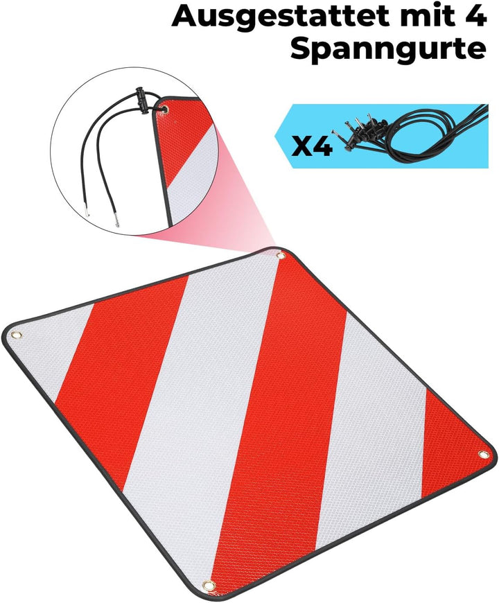 KEMIMOTO Warntafel Italien und Spanien, 50 * 50cm reflektierendes Warntafel Fahrradträger mit 4 Stüc