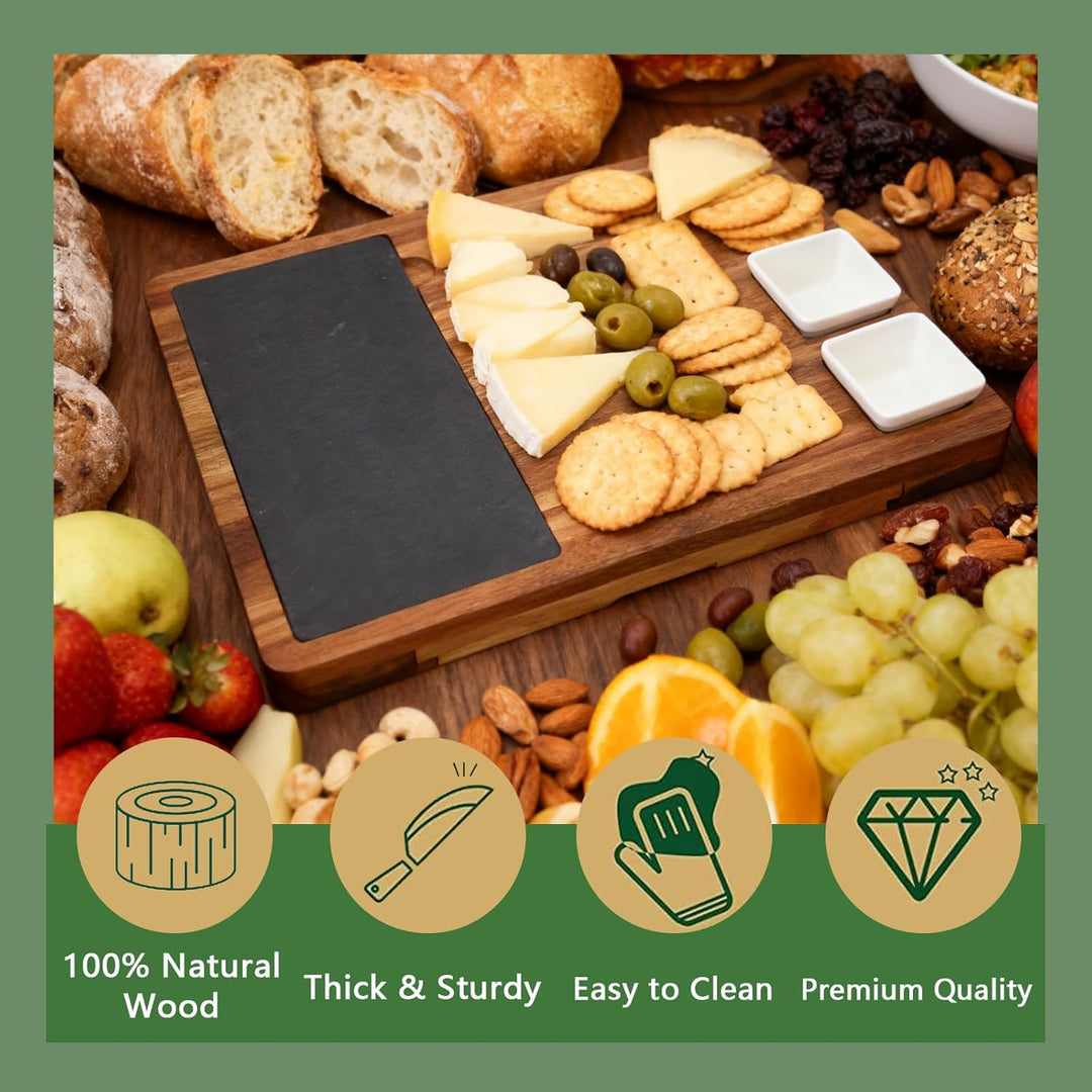 Louis Donné Käsebrett mit Käsewerkzeugen Set, Serviertablett Holz Käseplatte, Charcuterie Käse Brett