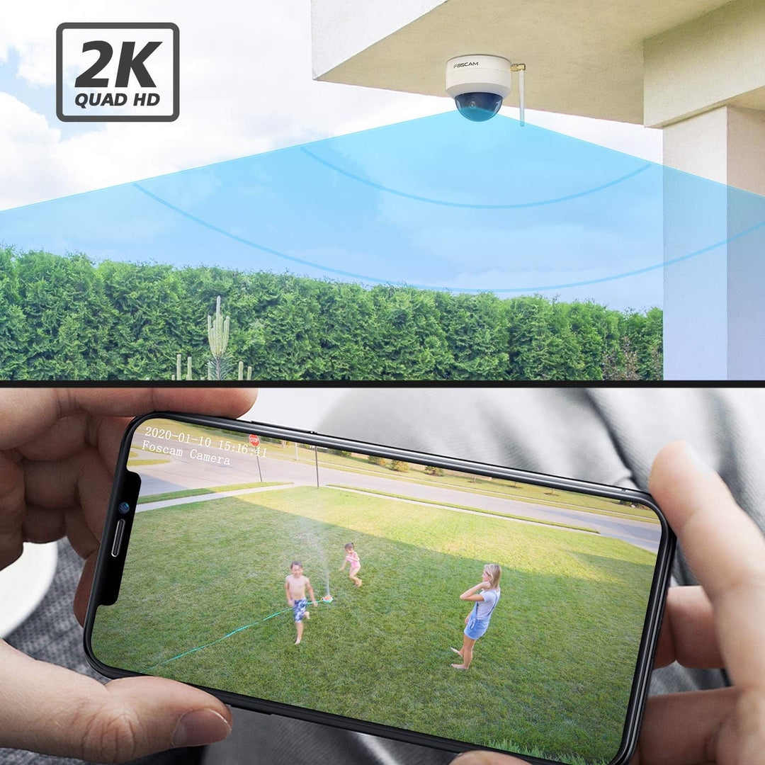 Foscam D4Z 4 MP Dual-Band WLAN PTZ Dome Überwachungskamera mit 4-Fach optischem Zoom, inkl. 64GB SD