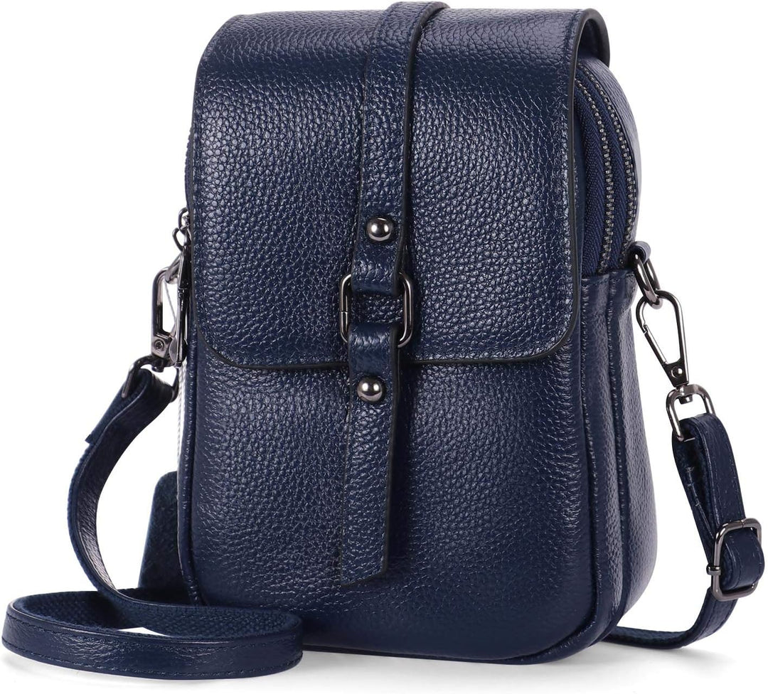 HAWEE Mode Damen Handytasche mit Riemen Echtes Leder Crossbody Handy Umhängetasche Leicht Damen Schu