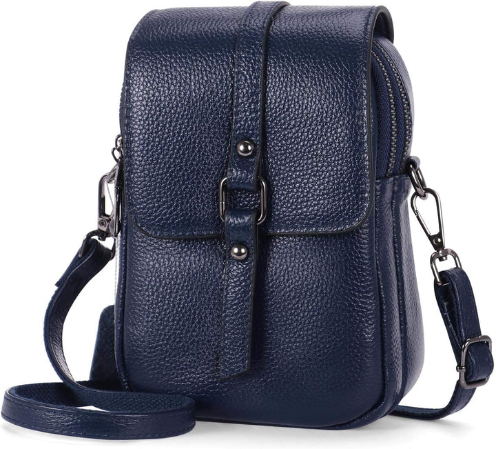 HAWEE Mode Damen Handytasche mit Riemen Echtes Leder Crossbody Handy Umhängetasche Leicht Damen Schu