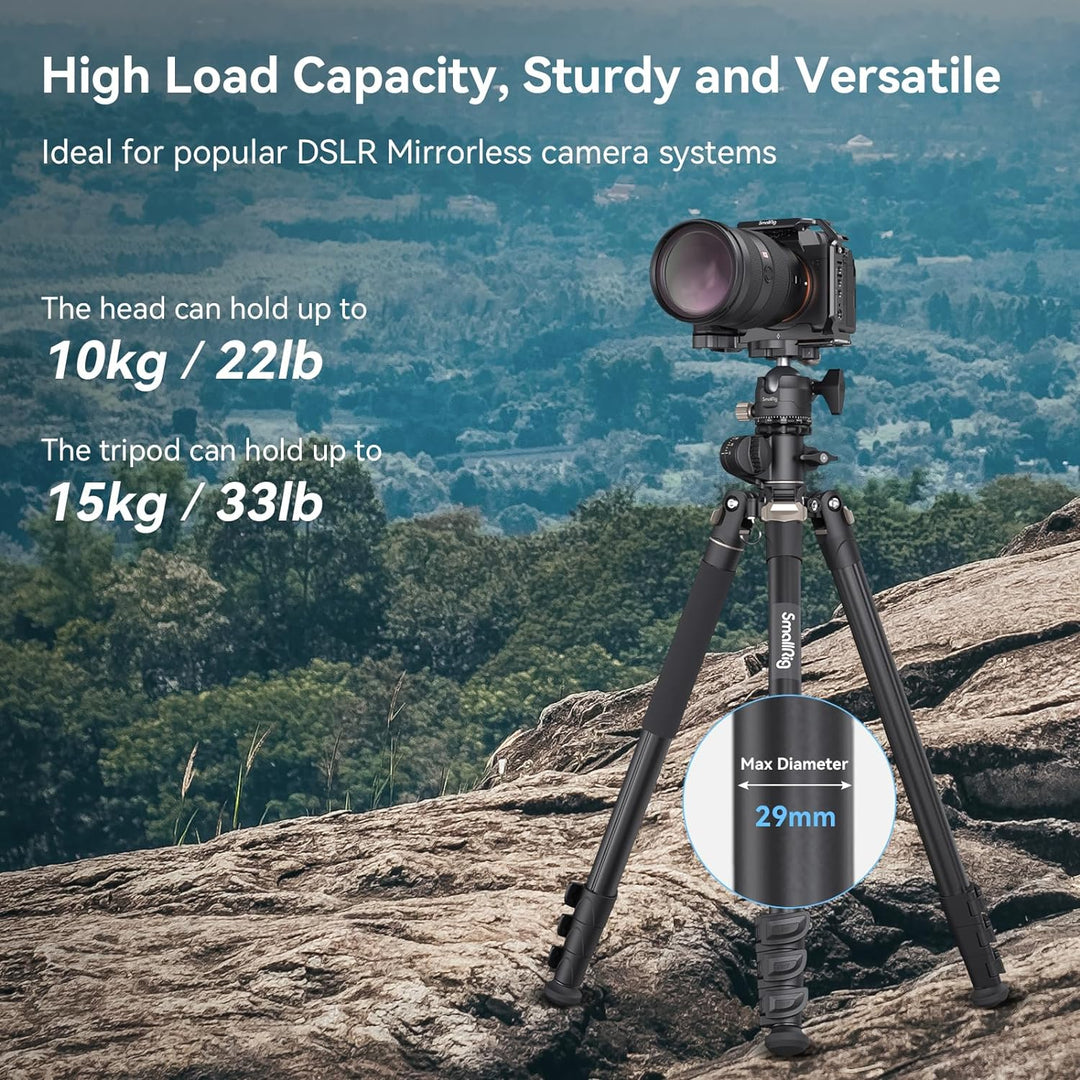 SMALLRIG 73 Zoll Kamerastativ, 360° drehbare Mittelsäule, horizontales Stativ Einbeinstativ, mit Sma